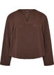 Blouse &agrave; la silhouette ballon avec col en V, Marron, Packshot image number 0