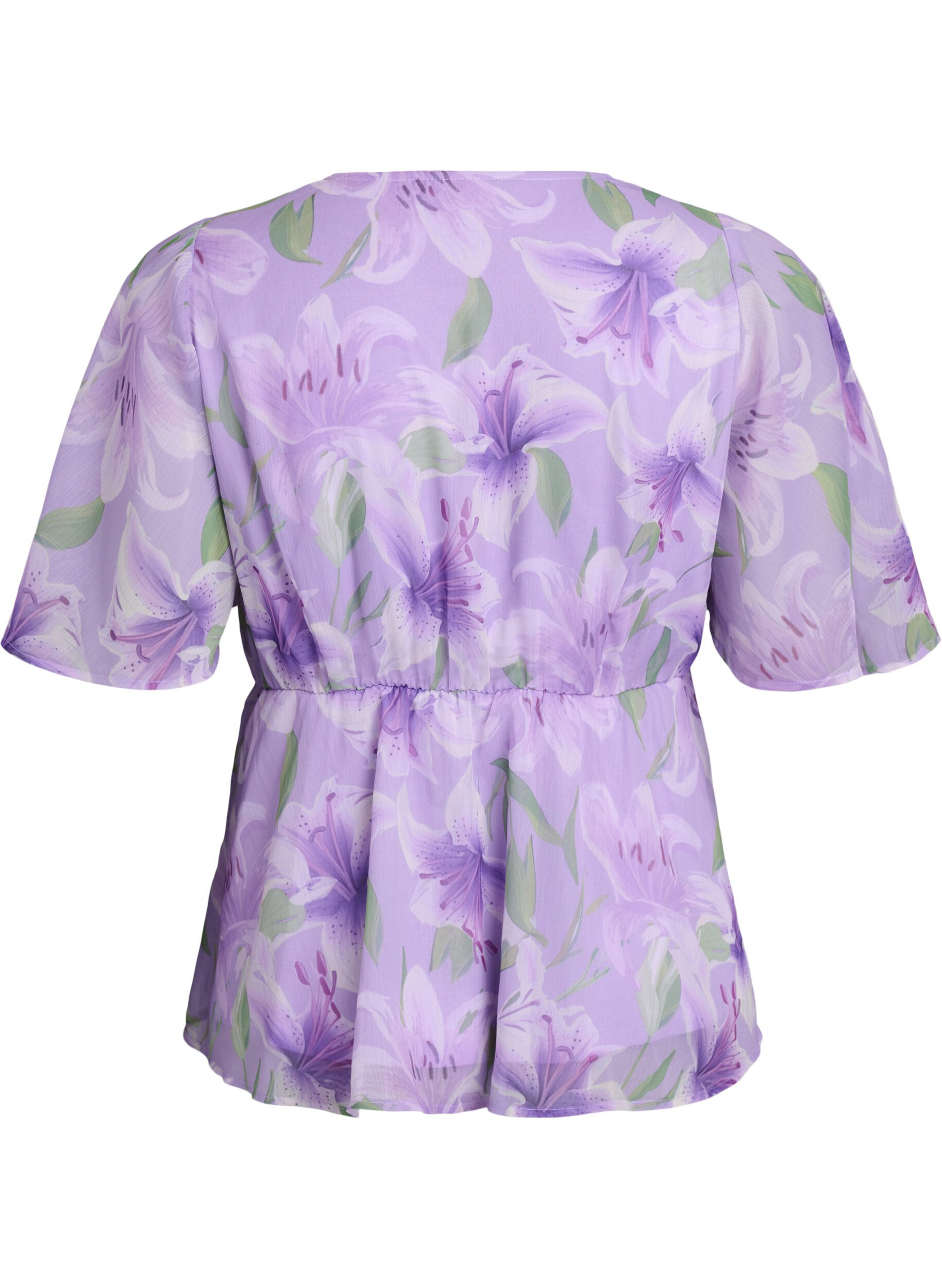 ZizziChemise en mousseline &agrave; imprim&eacute; floral et manches courtes, Mauve, Packshot image number 1