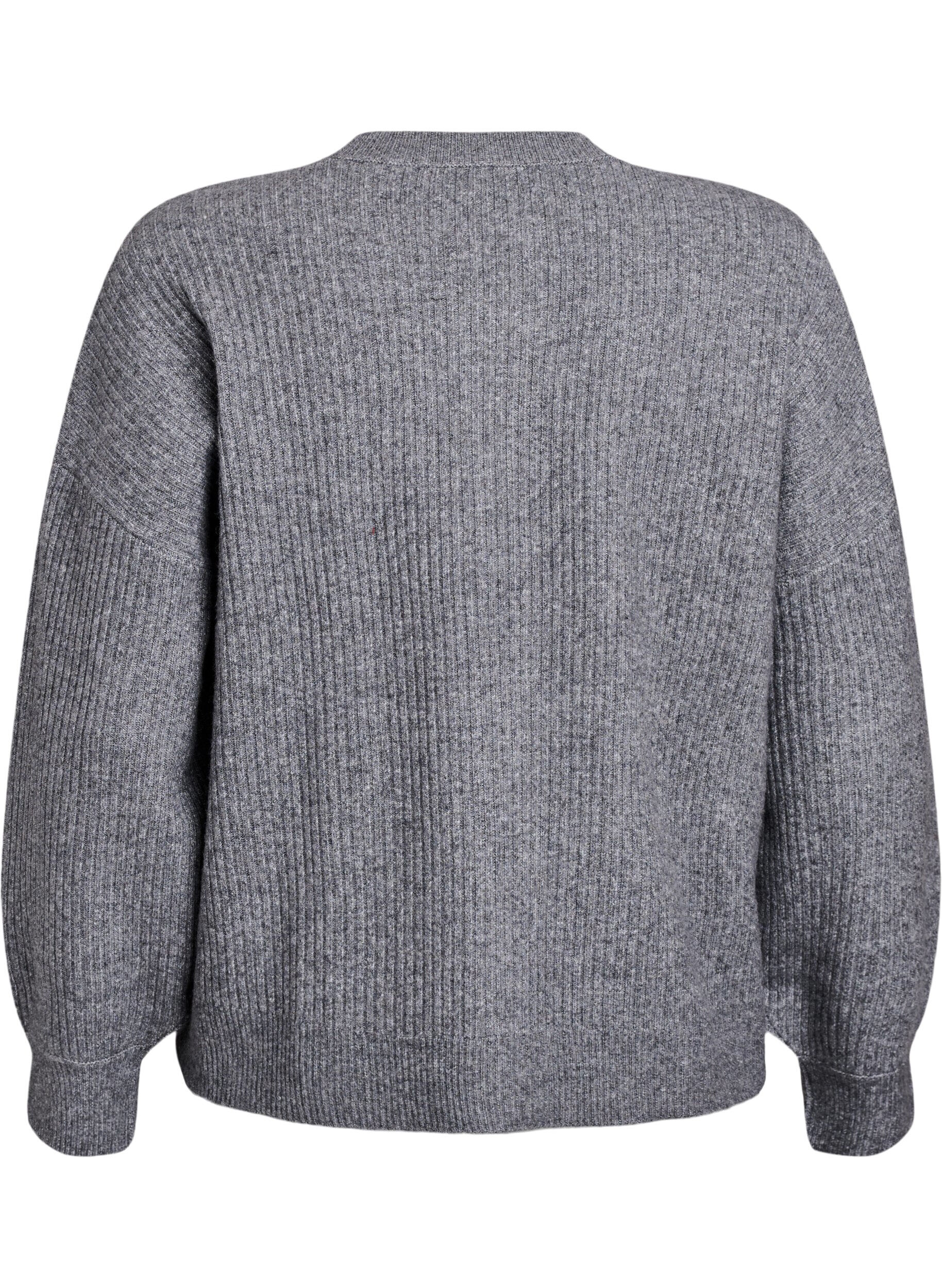 Zizzi Cardigan en tricot c&ocirc;tel&eacute; avec boutons, Gris, Packshot image number 1