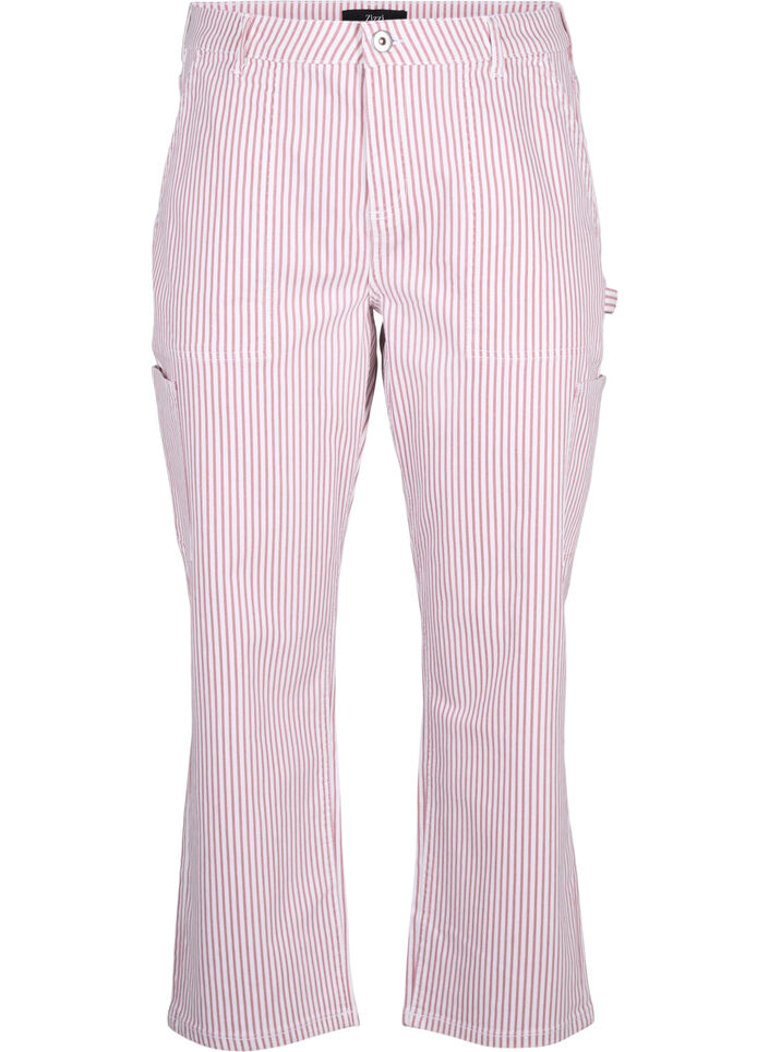 Jean cargo à rayures avec une coupe droite, Rose White Stripe, Packshot image number 0