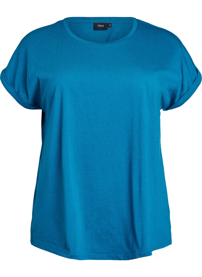T-shirt &agrave; manches courtes en coton m&eacute;lang&eacute;, Bleu p&eacute;trole, Packshot image number 0