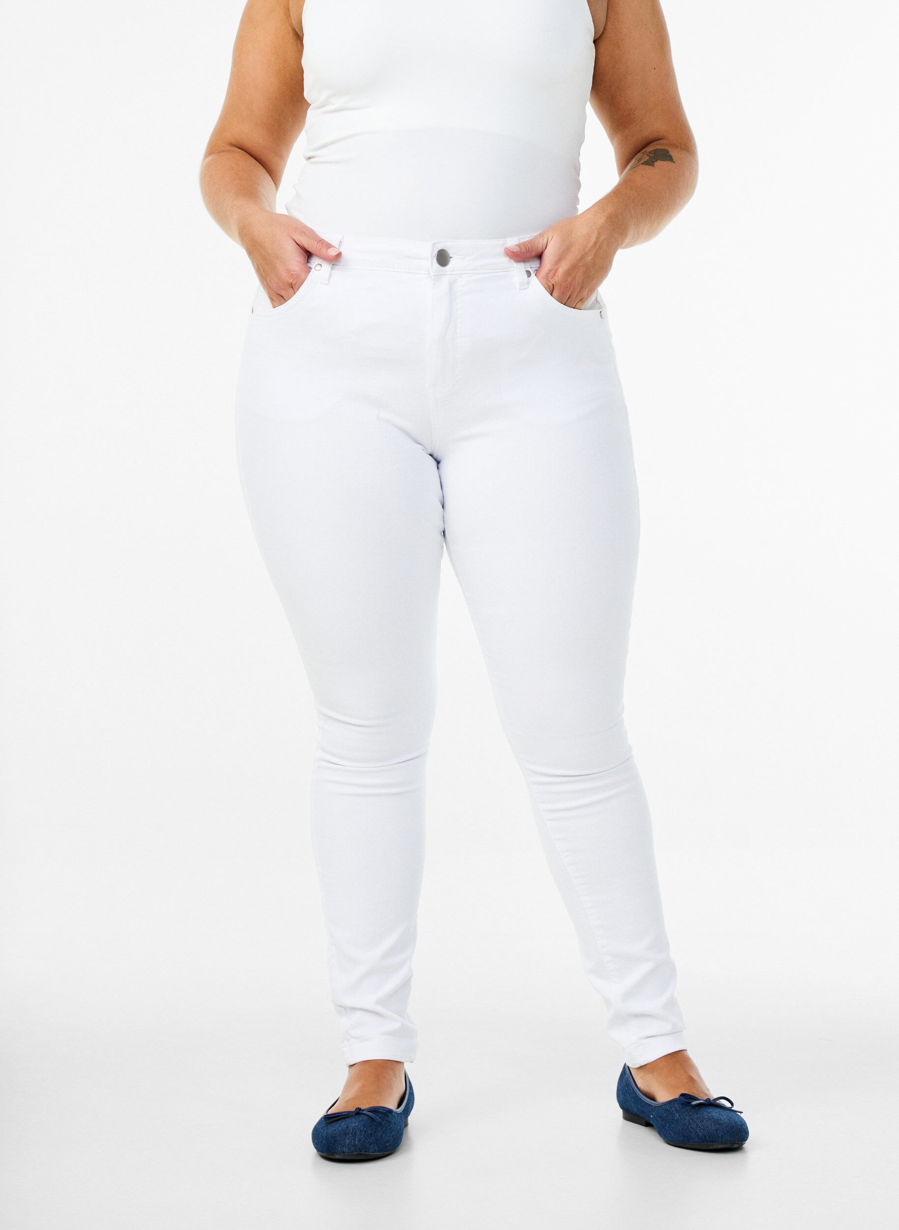 Zizzi Jean Amy super slim taille haute, Blanc, Model image number 2
