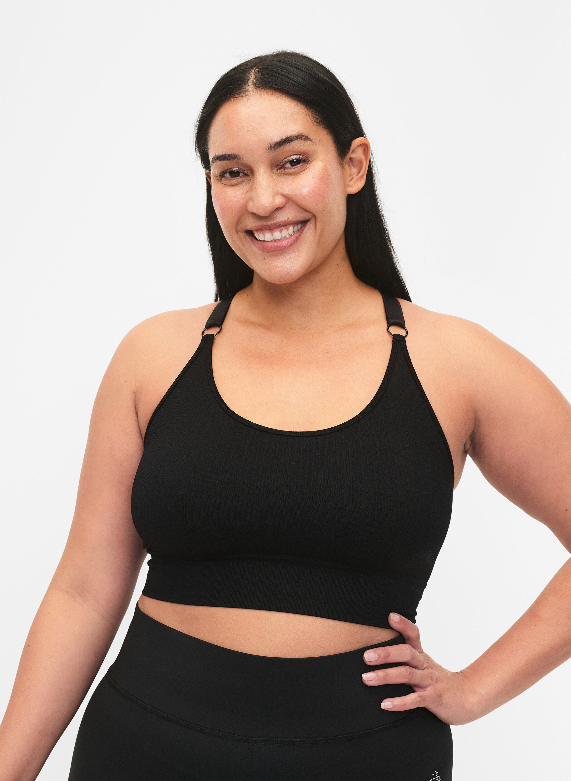 Zizzi Soutien-gorge de sport sans coutures, Black, Model image number 0