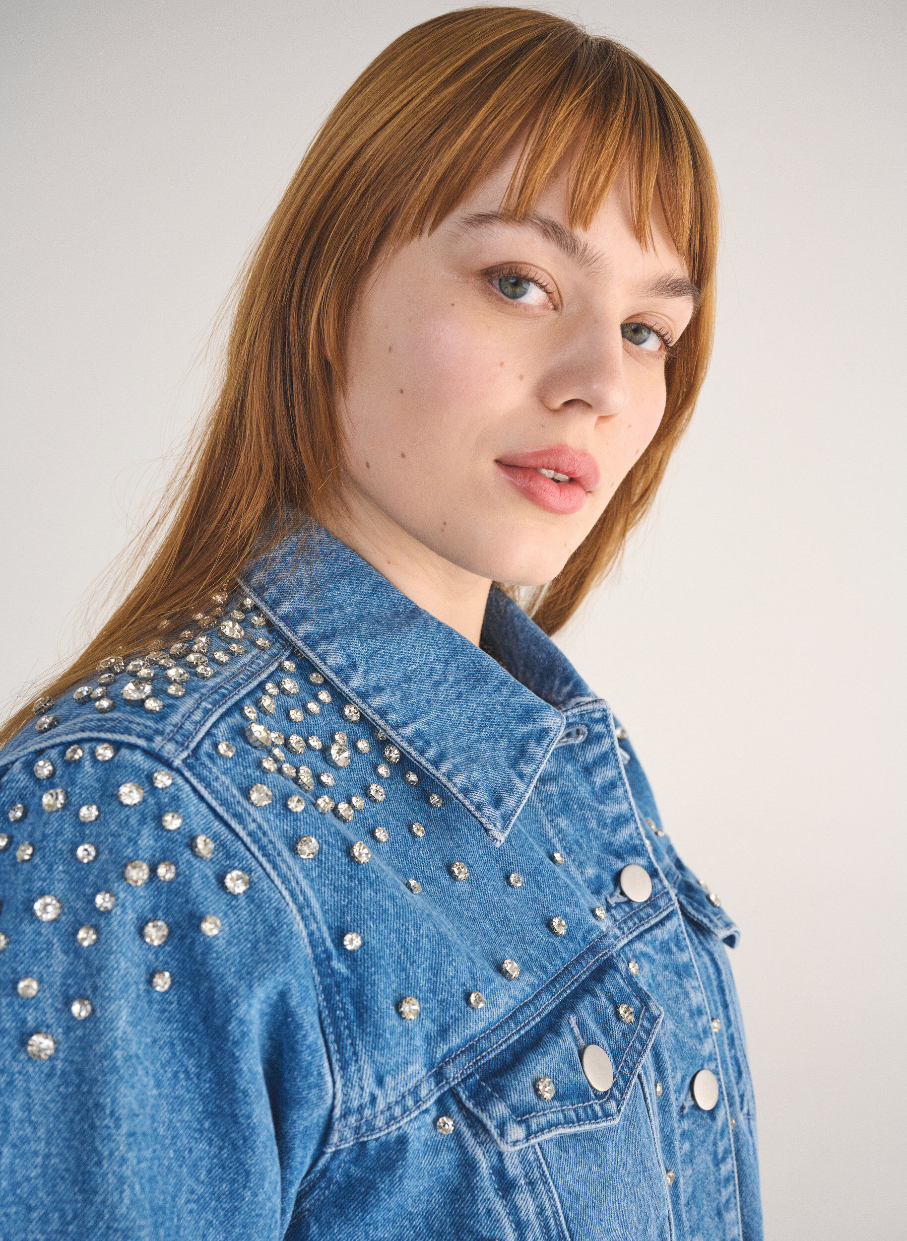 Zizzi Veste en jean avec strass, Bleu, Image image number 0