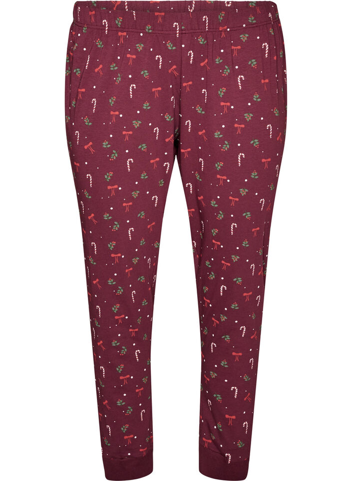 Bas de pyjama imprim&eacute;, Bordeaux fonc&eacute;, Packshot image number 0