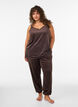 Top en velours avec bordure en dentelle, Marron, Model image number 1