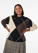 Pull à grands carreaux et manches contrastantes, Noir, Model image number 0