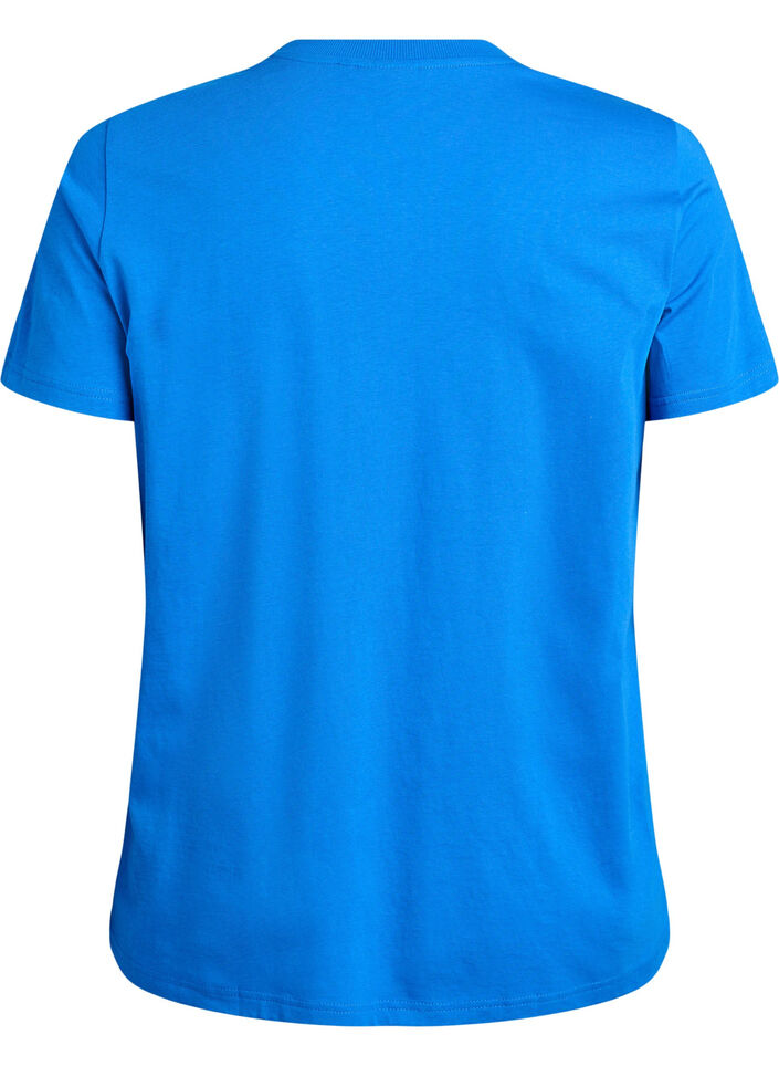 T-shirt basique en coton &agrave; col rond, Bleu, Packshot image number 1