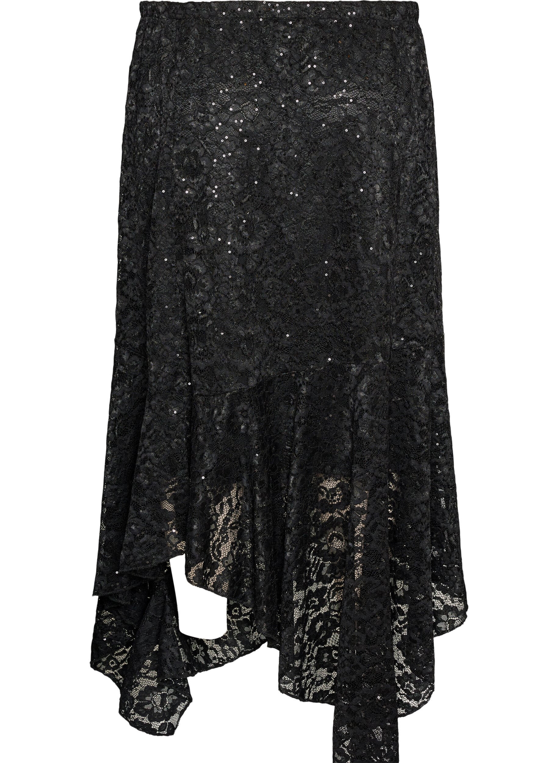 ZizziJupe midi en dentelle avec sequins, Noir, Packshot image number 1