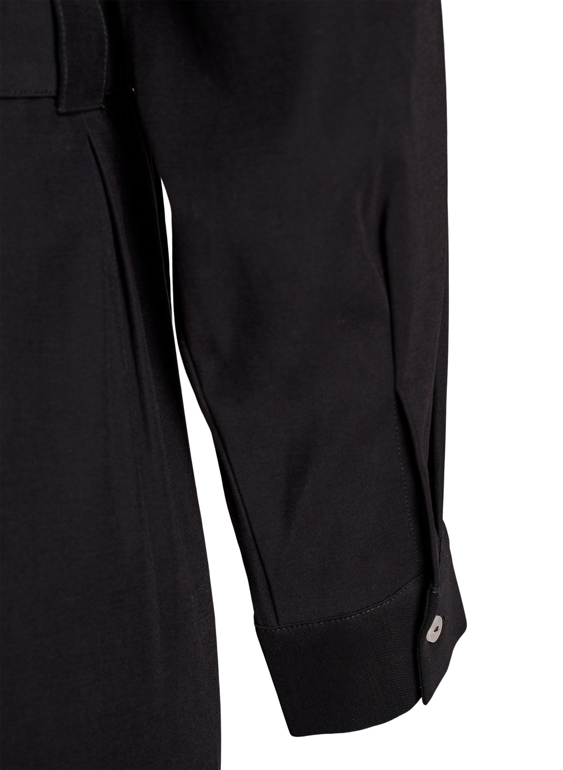 Zizzi Robe chemise avec ceinture &agrave; nouer et manches longues, Noir, Packshot image number 3