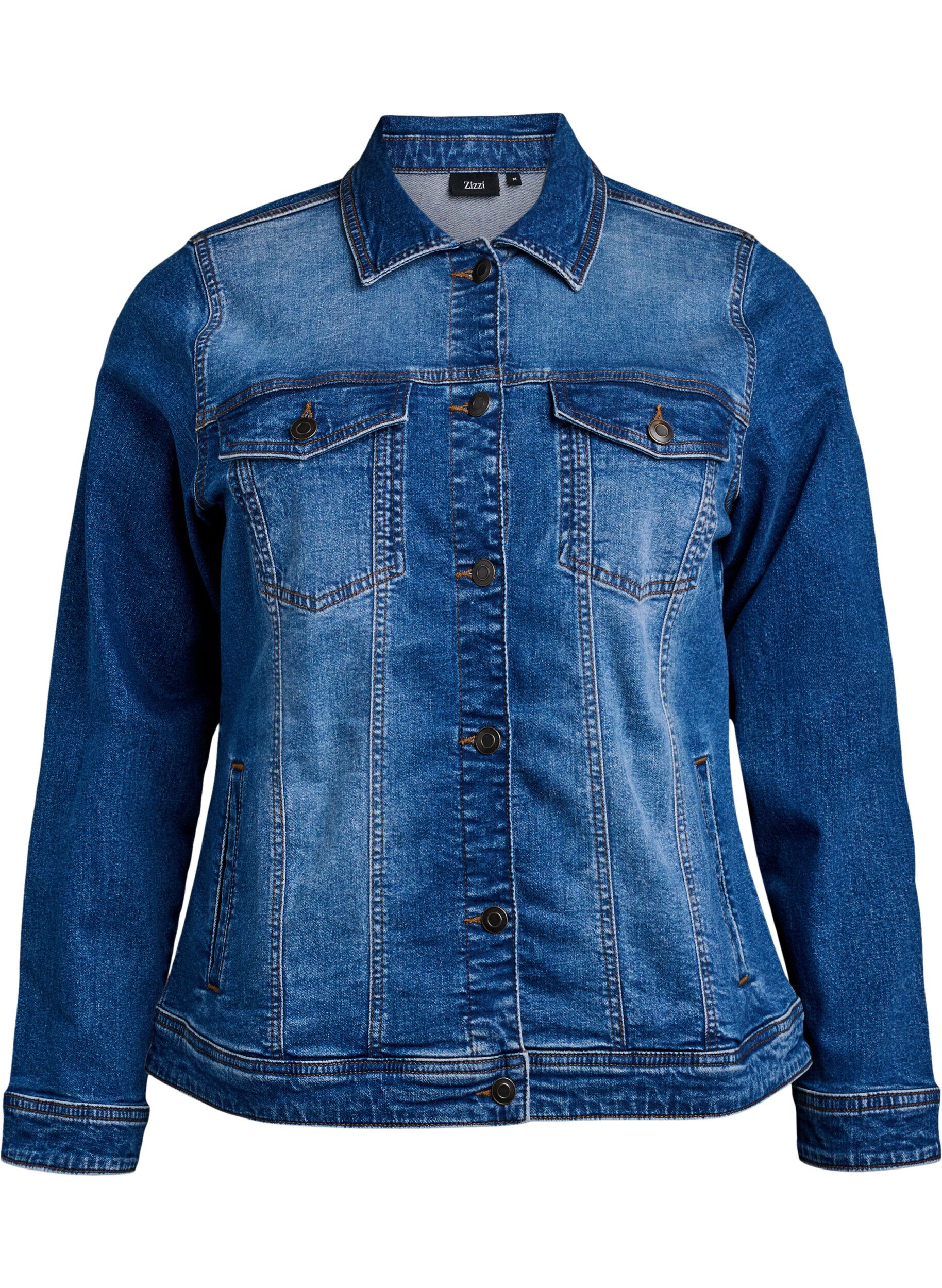 Zizzi Veste en jean avec une coupe classique, Bleu, Packshot image number 0