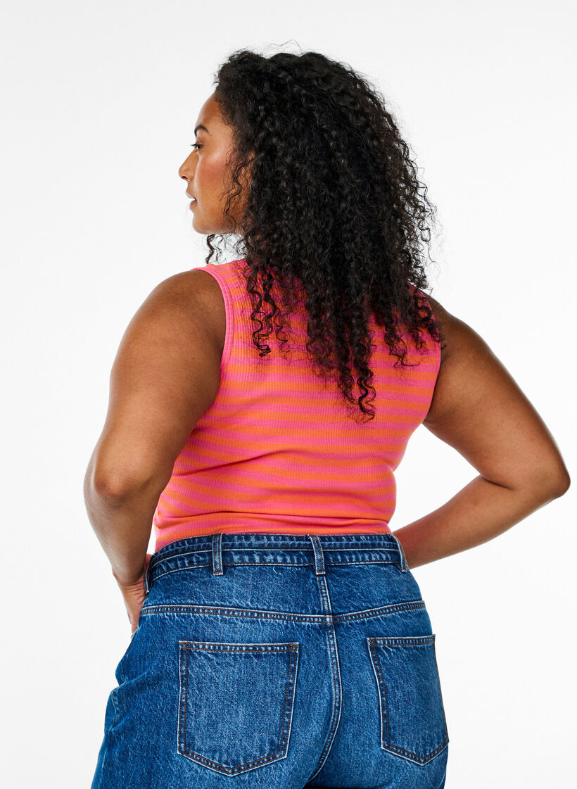 Débardeur à rayures avec une structure côtelée, Melon B.Gum Stripe, Model image number 1