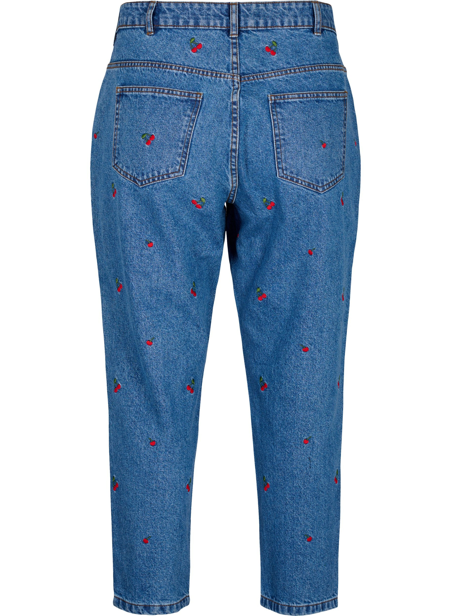 Zizzi Jeans Mille coupe Mom avec broderies, Bleu Clair, Packshot image number 1