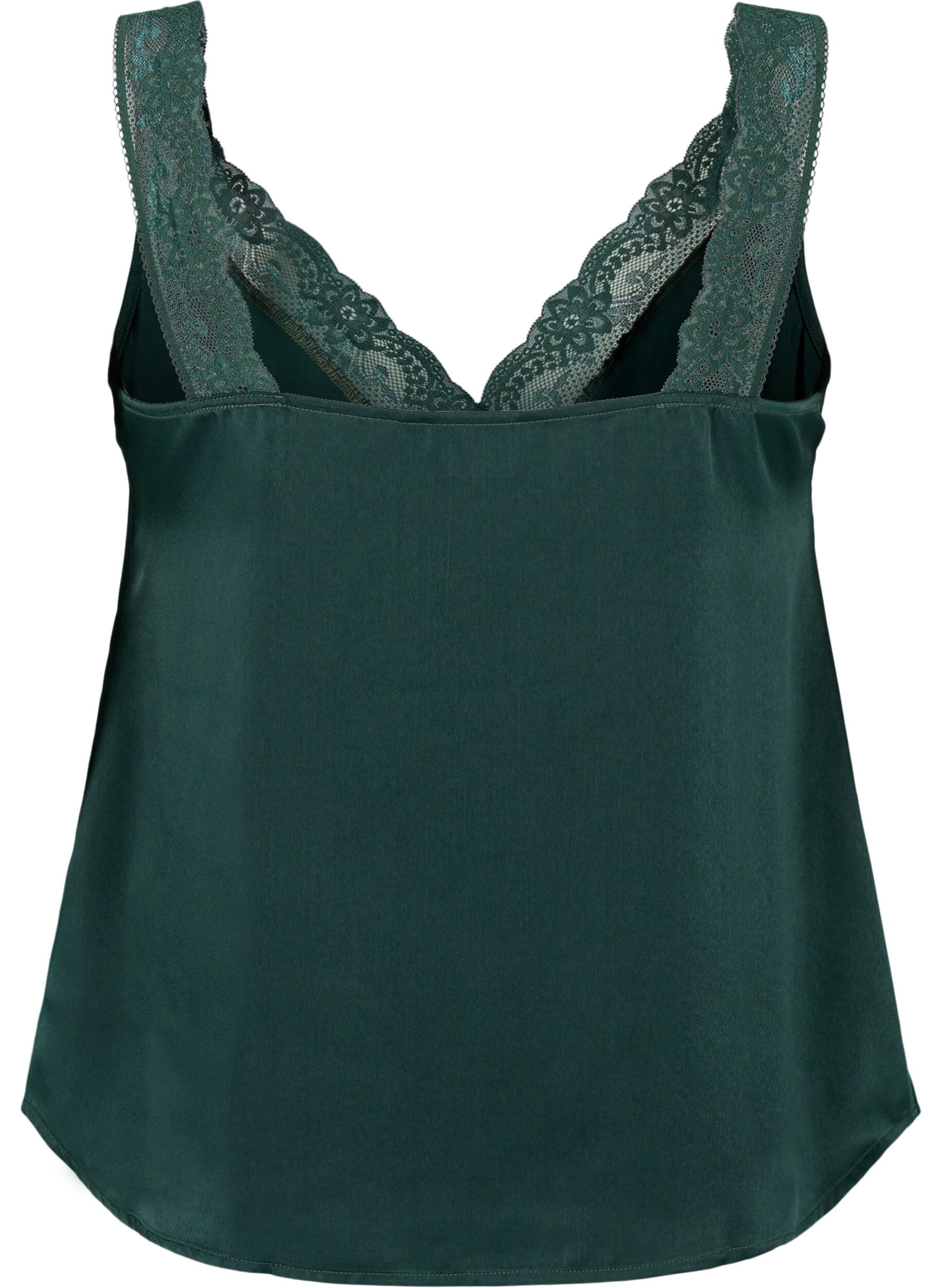 Zizzi FLASH - Top avec col en V et bord en dentelle, Scarab, Packshot image number 1