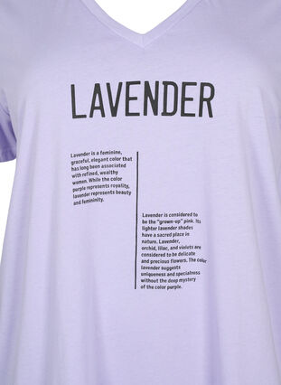 T-shirt en coton avec col en V avec texte, Lavender w. Text, Packshot image number 2