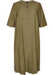 Robe midi en lin et viscose avec manches mi-longues, Vert, Packshot image number 0