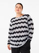Chemisier en tricot avec un motif de vague, Black Stripe, Model image number 0