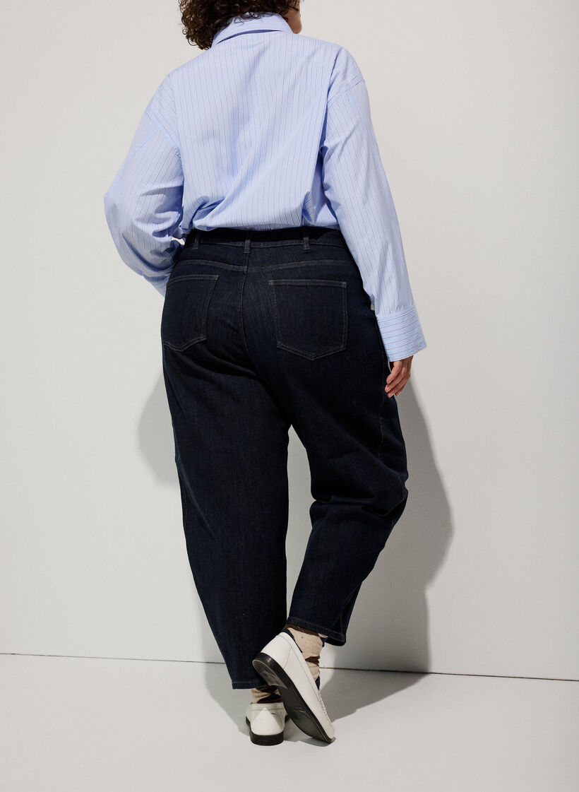Jean taille haute coupe Barrel, Bleu, Image image number 0