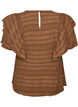 Blouse avec texture smock&eacute;e et manches &agrave; volants, Marron, Packshot image number 1