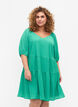Robe courte en forme de A avec un col en V, Deep Mint, Model image number 0