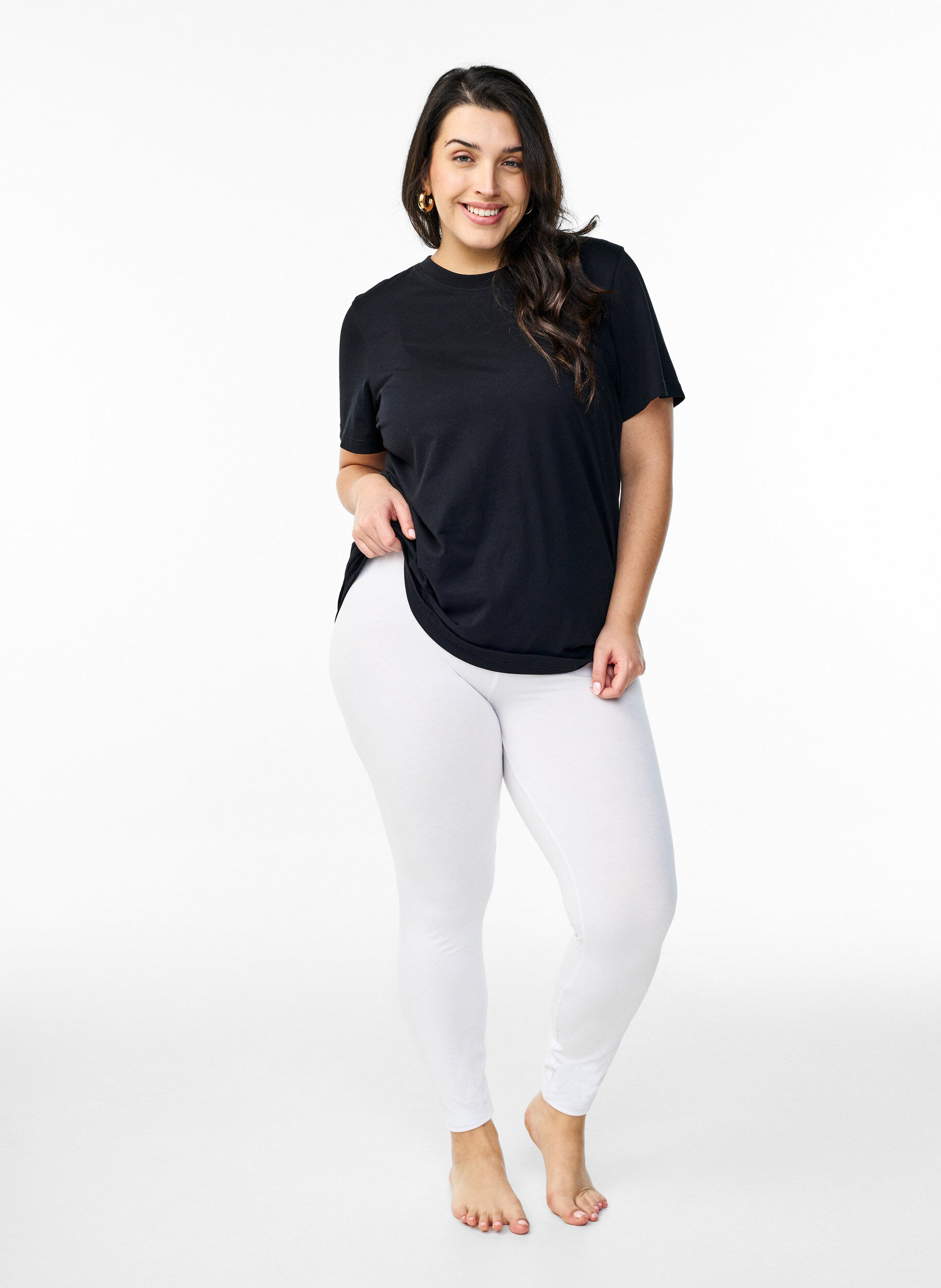 ZizziLeggings basiques en viscose, Blanc, Model image number 1
