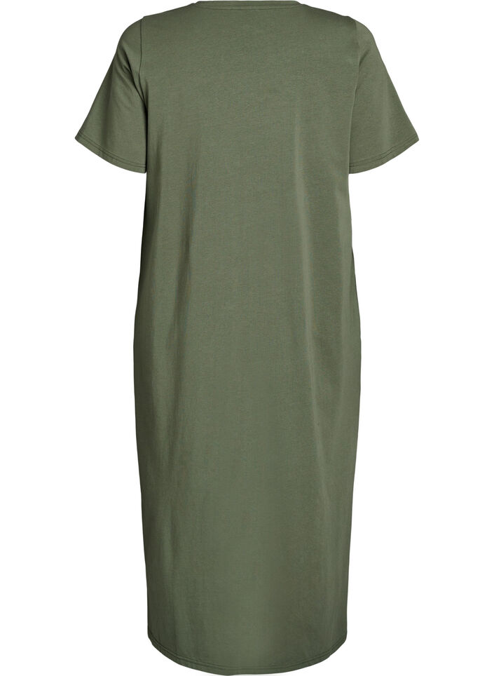 Robe T-shirt midi avec col en V, Vert, Packshot image number 1