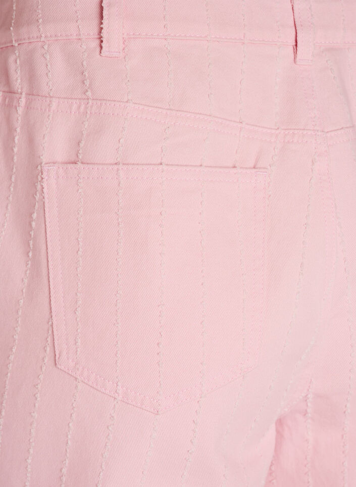 Jean Myra coupe large en denim de couleur &agrave; motif textur&eacute;, Rose poudr&eacute;e, Packshot image number 3