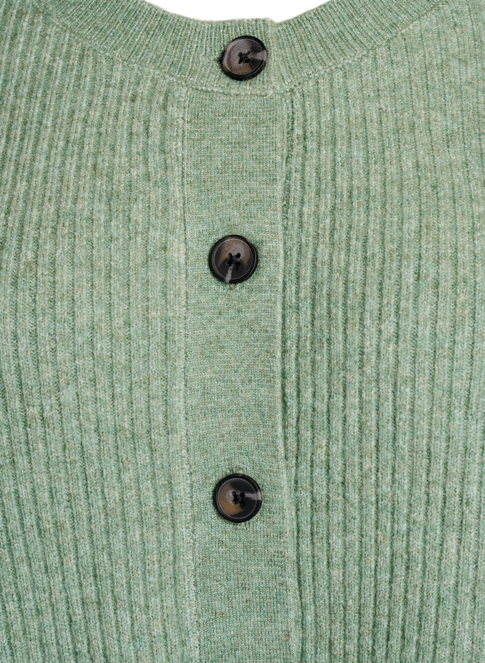 Cardigan en tricot côtelé avec boutons, Vert clair, Packshot image number 2