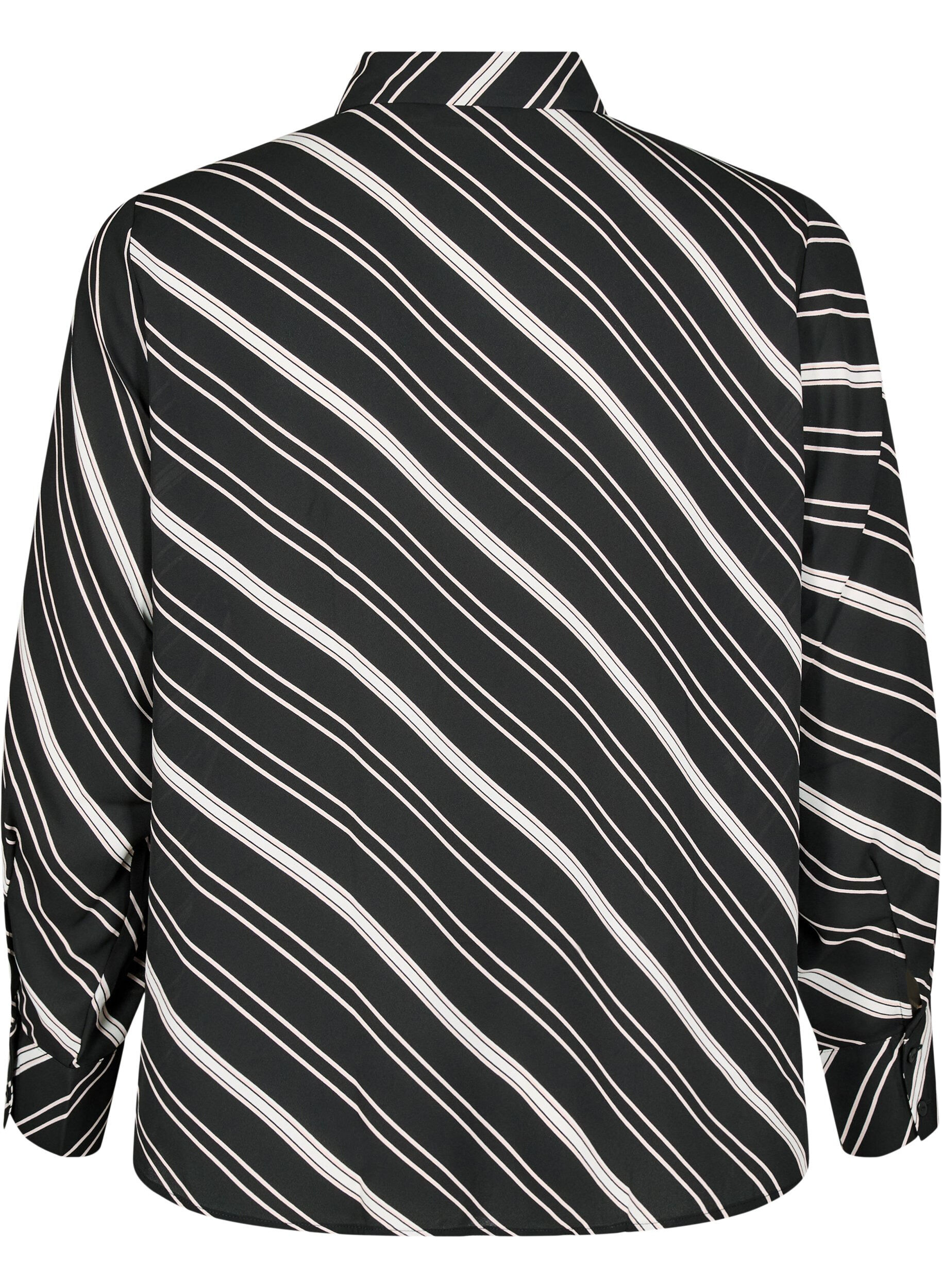 Zizzi Chemise &agrave; motif avec manches longues, Black Stripe, Packshot image number 1