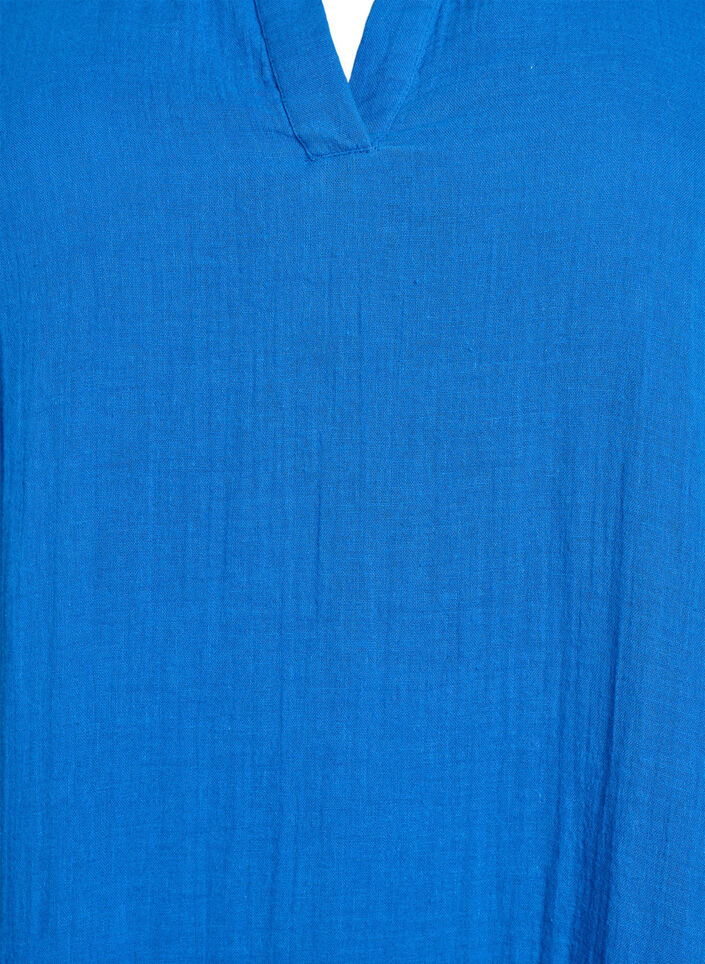 Robe courte en mousseline de coton avec motif, Bleu, Packshot image number 2