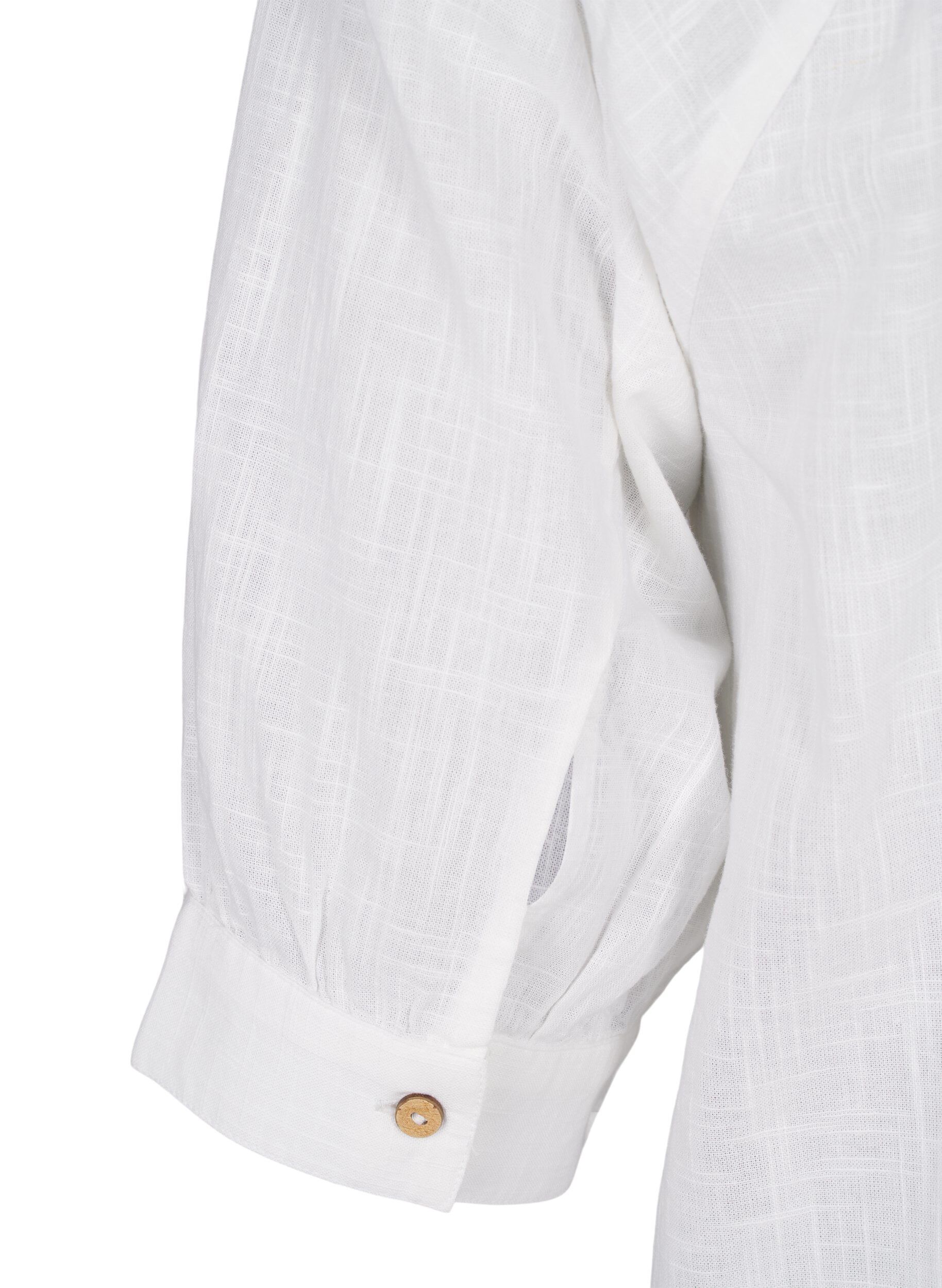 Zizzi Tunique en coton avec col en V, Blanc, Packshot image number 3