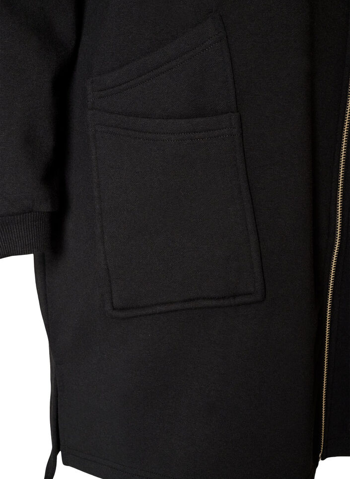 Cardigan long &agrave; capuche avec fermeture &eacute;clair, Noir, Packshot image number 3