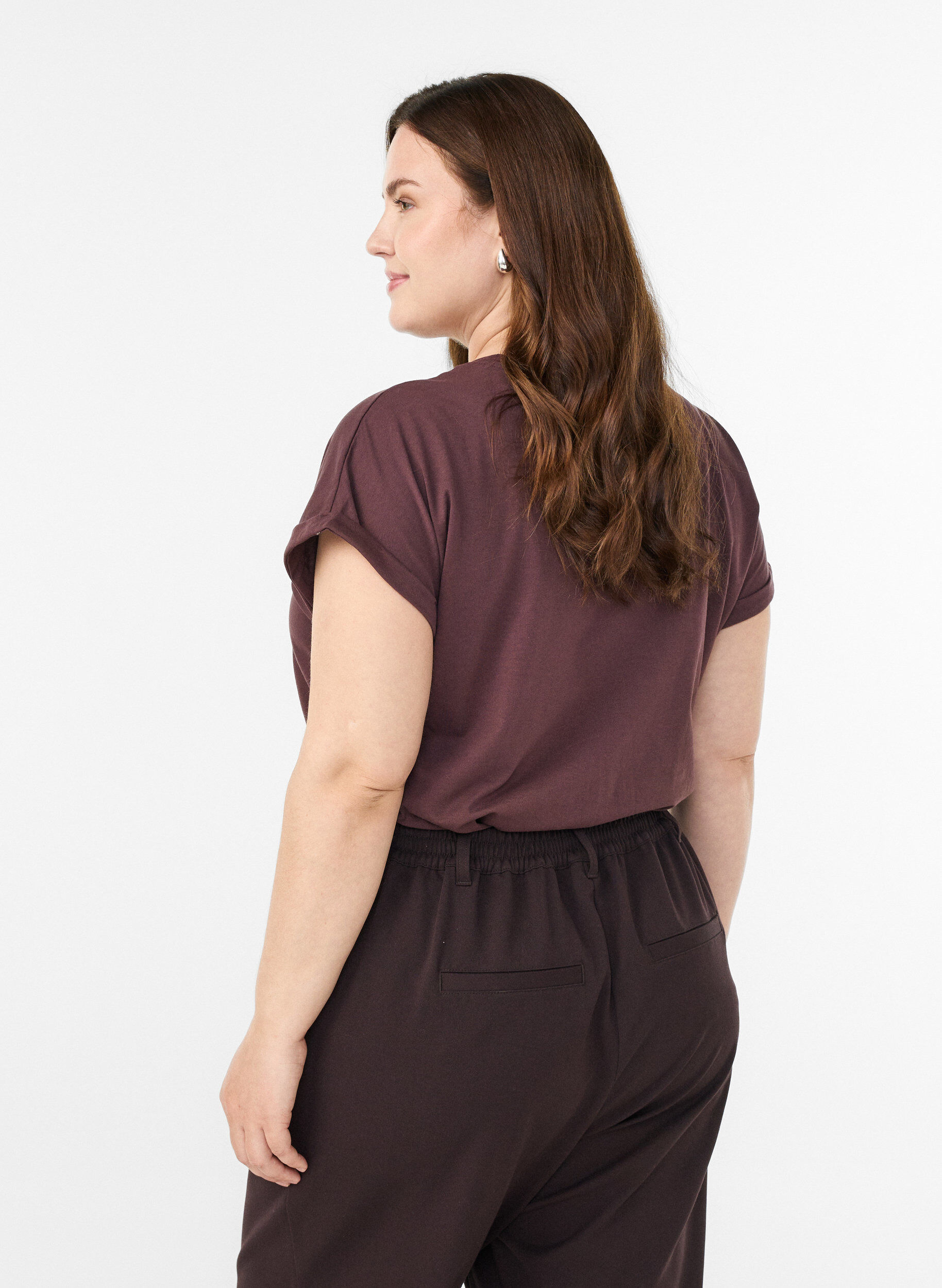 ZizziT-shirt &agrave; manches courtes en m&eacute;lange de coton, Bordeaux fonc&eacute;, Model image number 2