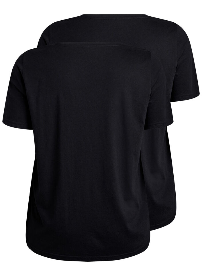 FLASH - Lot de 2 t-shirts avec col en V, Black/Black, Packshot image number 1