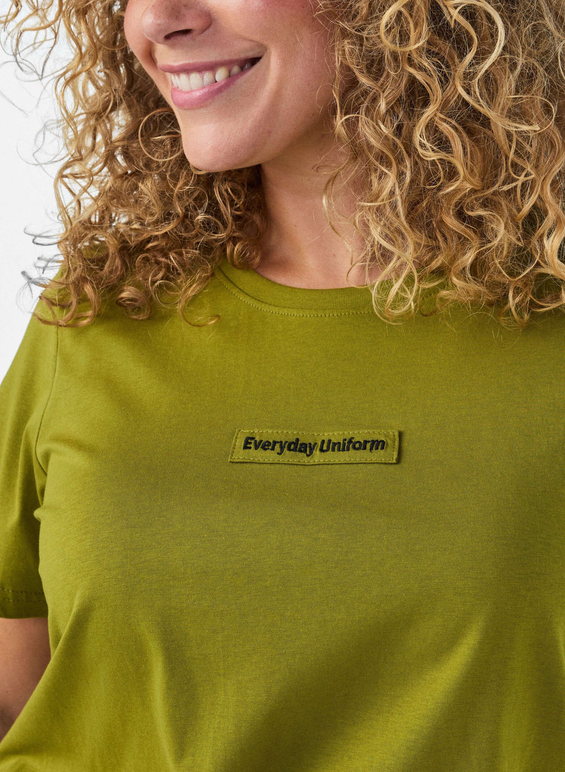 ZizziT-shirt en coton avec badge texte, Vert, Model image number 3