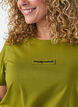 T-shirt en coton avec badge texte, Vert, Model image number 3
