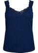 Top en viscose avec bordure en dentelle, Bleu, Packshot image number 0