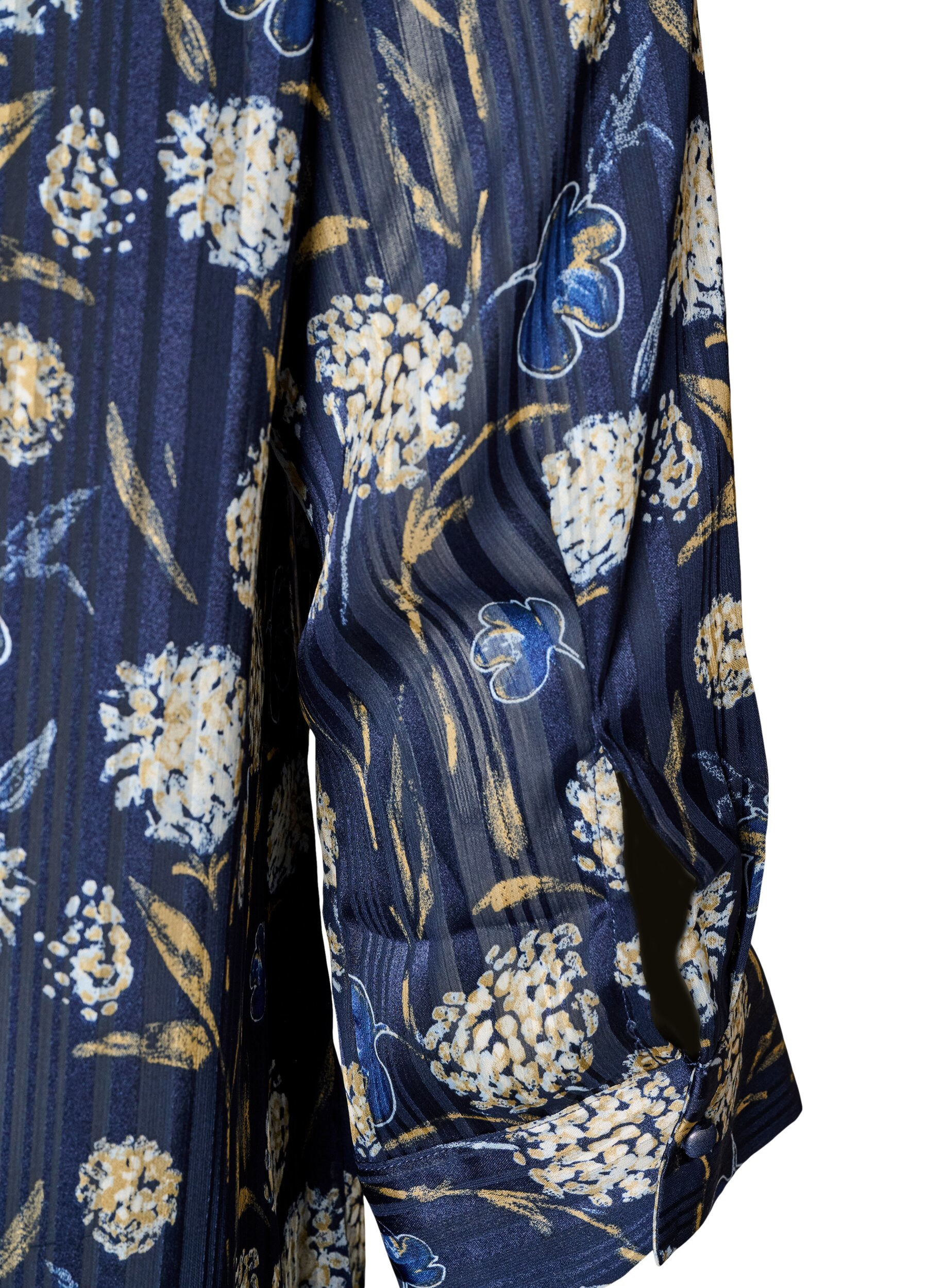ZizziChemise &agrave; motifs avec col montant et manches 3/4, Bleu, Packshot image number 3
