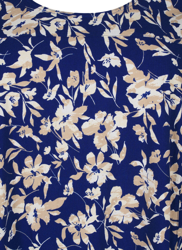 Robe en coton à manches courtes avec imprimé floral, Bleu, Packshot image number 2