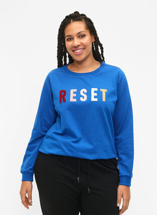 Sweatshirt avec texte, Victoria b. W. Reset, Model image number 0