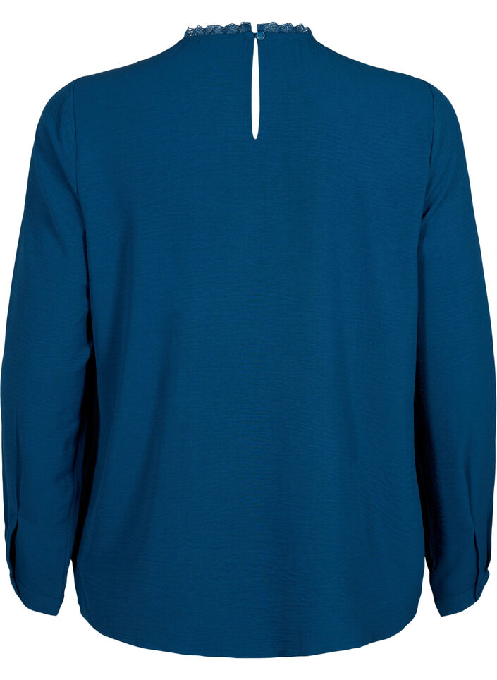 Chemisier à manches longues avec détails en dentelle, Titan, Packshot image number 1