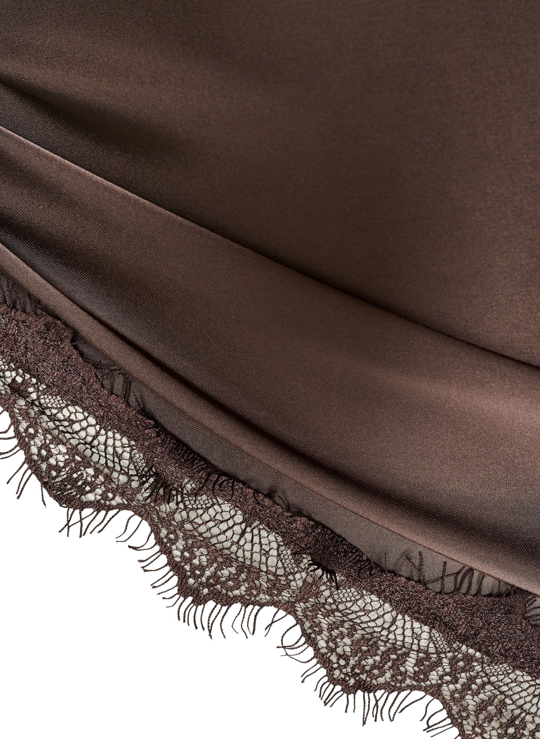 ZizziFoulard en satin avec ourlet en dentelle, Marron, Packshot image number 2