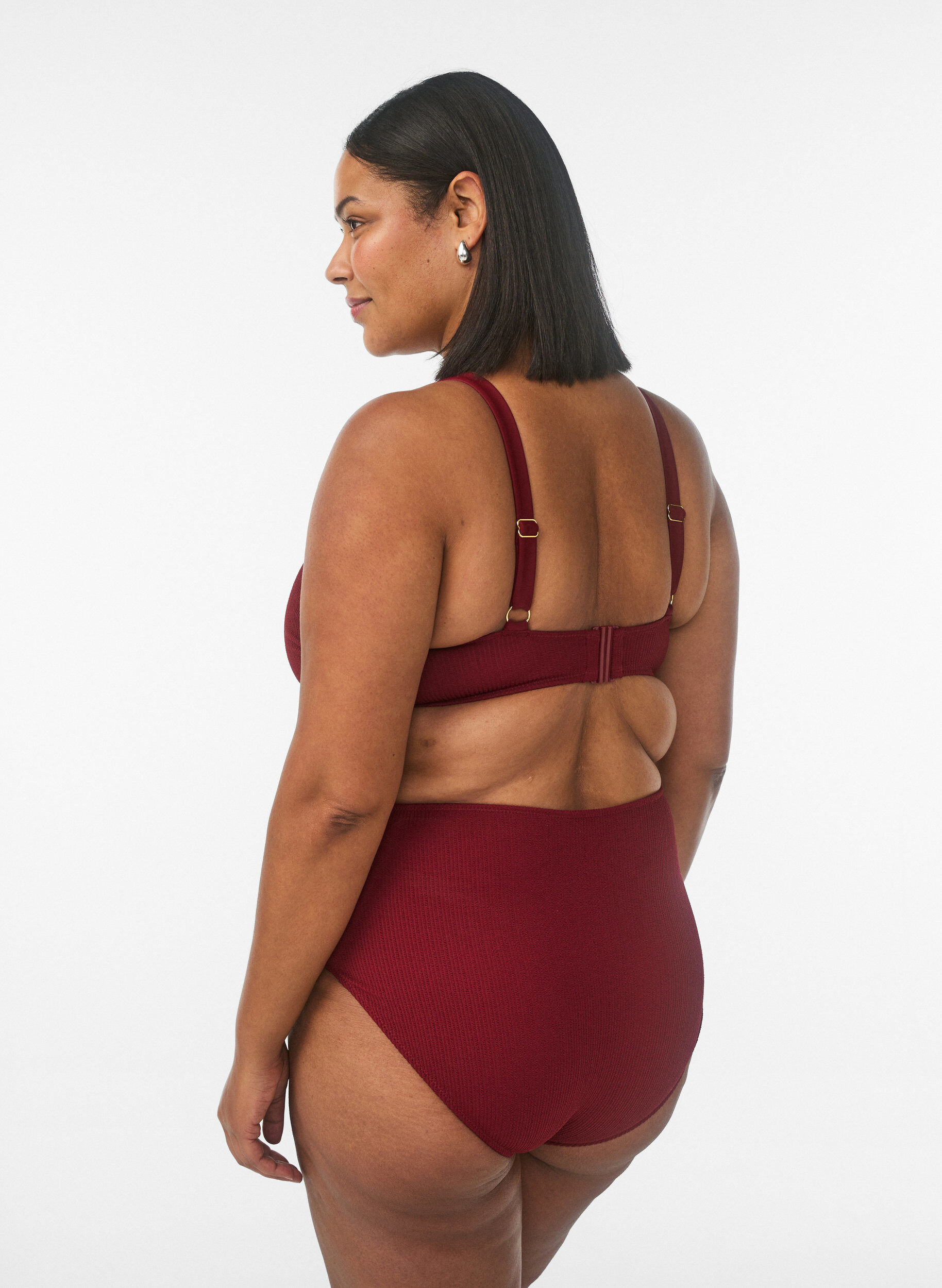 ZizziBas de bikini taille haute textur&eacute;, Bordeaux, Model image number 1