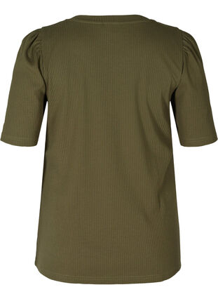 T-shirt côtelé à manches courtes bouffantes, Ivy Green, Packshot image number 1