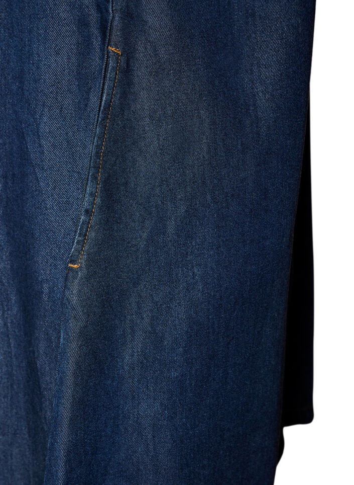 Robe en jean en lyocell avec boutons et manches courtes, Bleu, Packshot image number 3