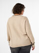 Pull avec logo et rayures contrastantes, Beige, Model image number 2