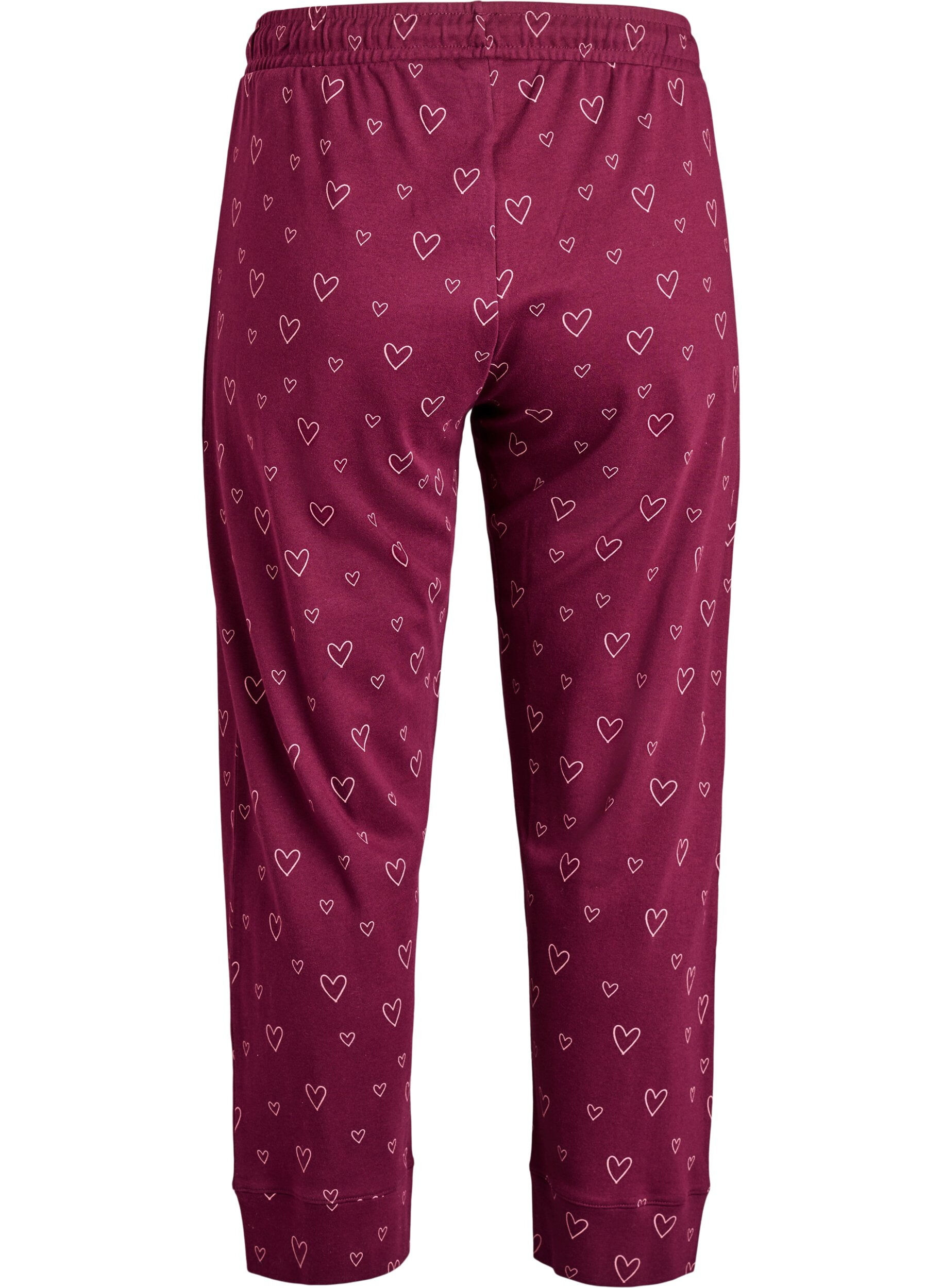 Zizzi Pantalon de pyjama taille haute en coton, Bordeaux fonc&eacute;, Packshot image number 1