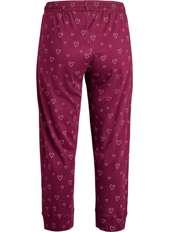 Pantalon de pyjama taille haute en coton, Bordeaux foncé, Packshot image number 1