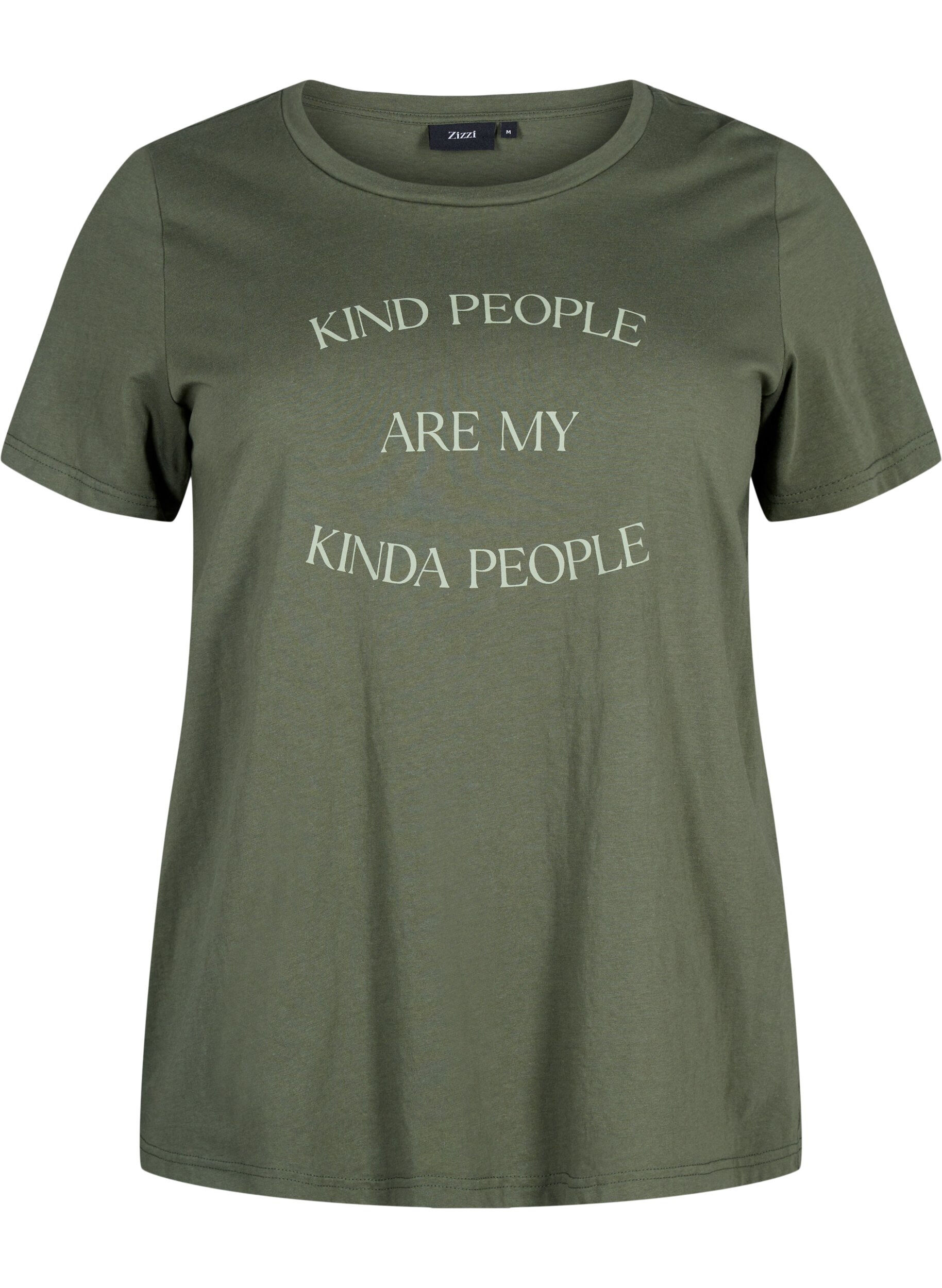 Zizzi T-shirt &agrave; motif, Thyme w. Kind People, Packshot image number 0
