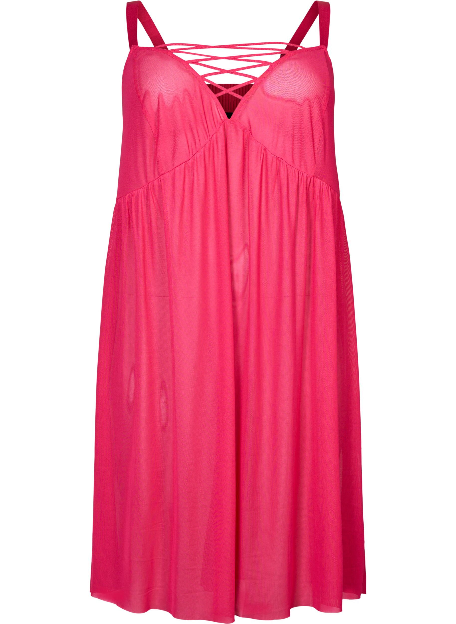 Zizzi Chemise de nuit en maille avec lani&egrave;re, Jazzy, Packshot image number 0